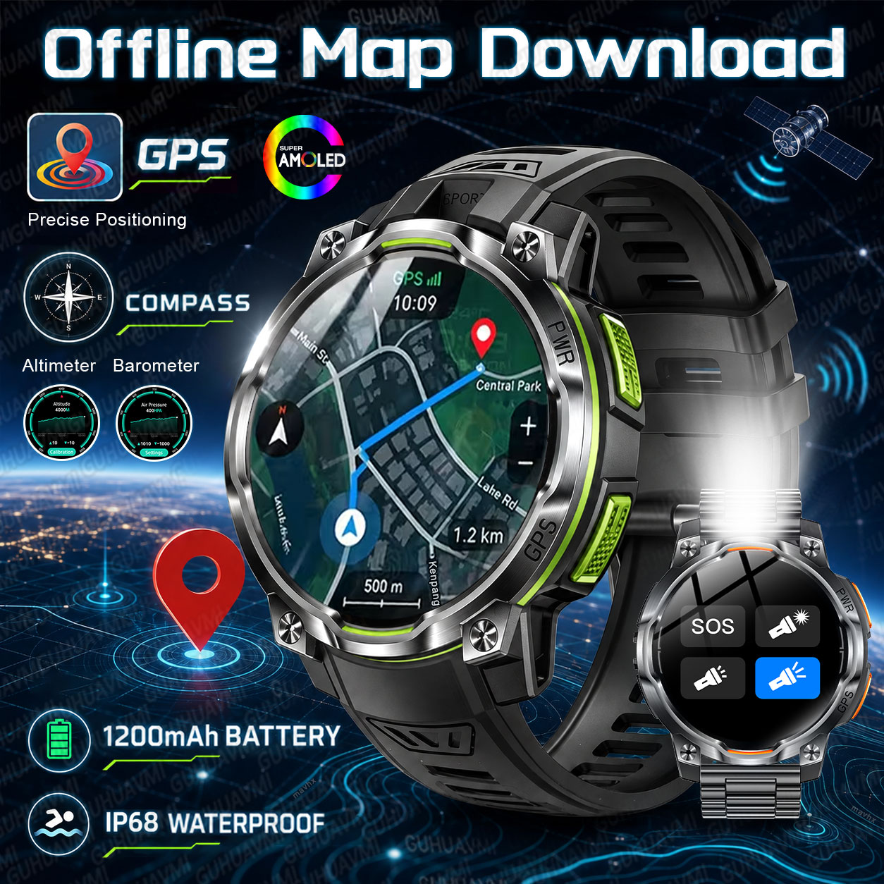 Compass Lensatic - 2026 Yeni Askeri GPS Akıllı Saat