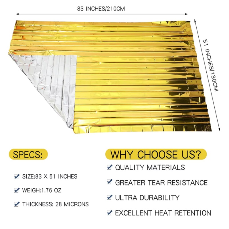 Altın-Gümüş Mylar Termal Hayat - Survival Blanket Reflective incelemesi ve fiyatı